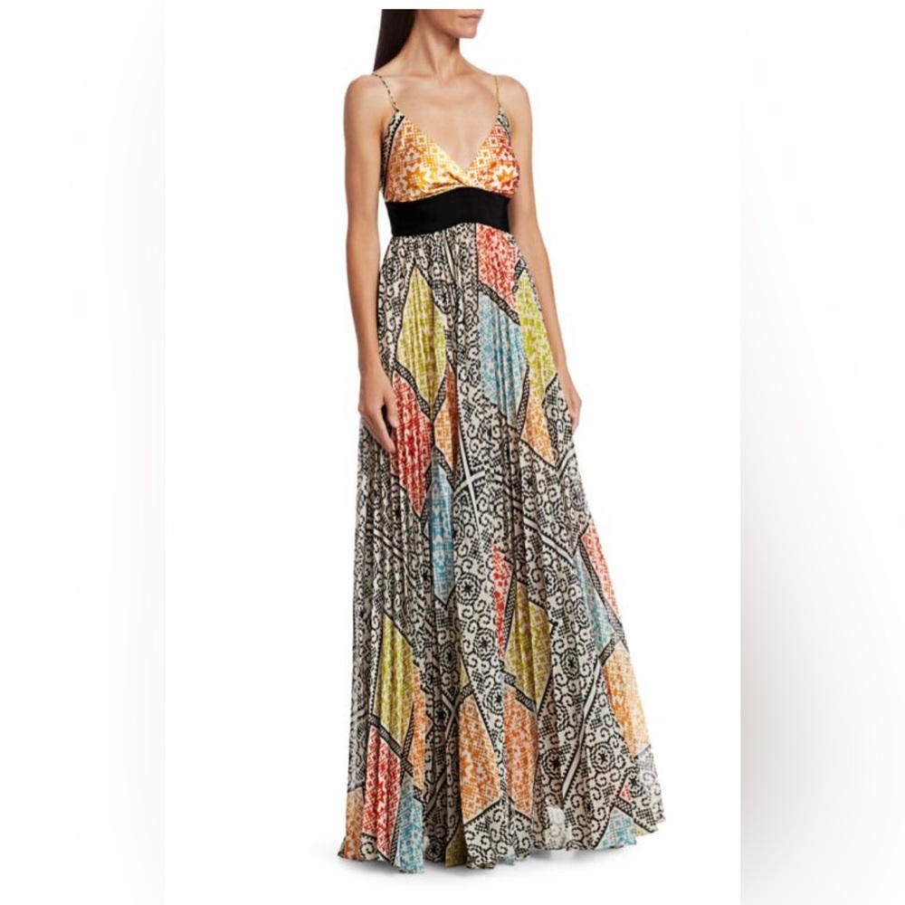 Silvia Tcherassi Genevive Sleeveless Mosaic-Print Maxi Dress